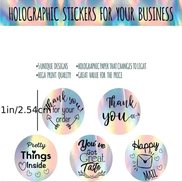 500 Roll Holographic Thank You Stickers PRICE IS FIRM - Picture 3 of 6